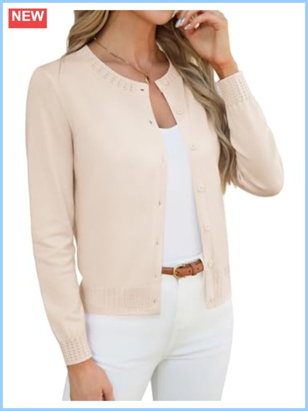 Cropped Cardigan Sweater Button Up Long Sleeve Lightweight Knit Shrug